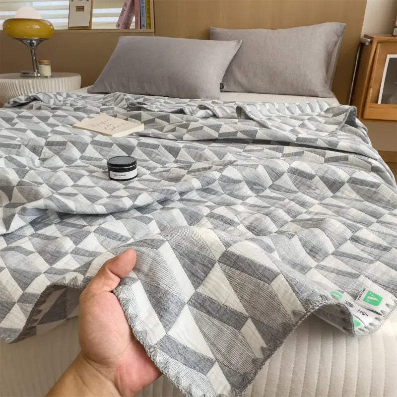 Striped Cotton Muslin Throw – view 8
