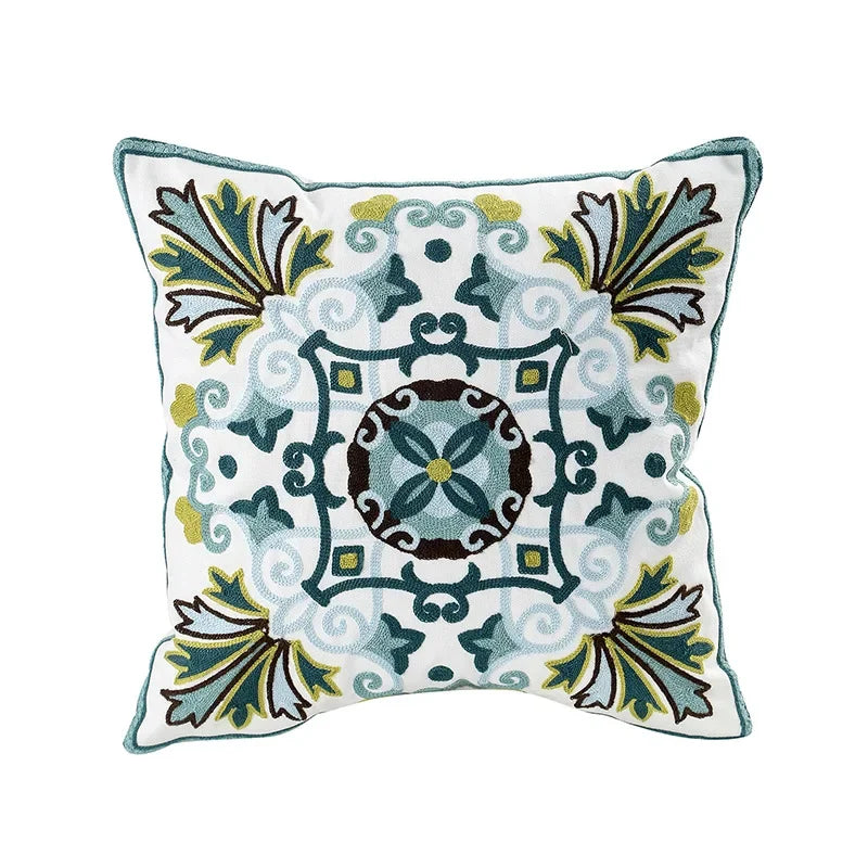 Embroidered Floral Cotton Cushion Cover – view 3