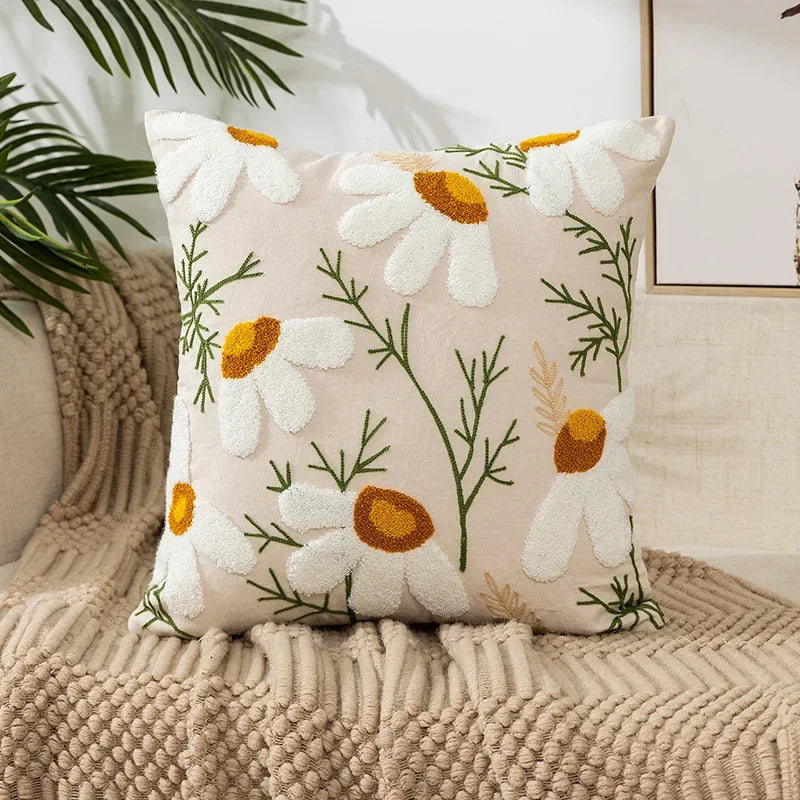 Embroidered Floral Cotton Cushion Cover – view 6