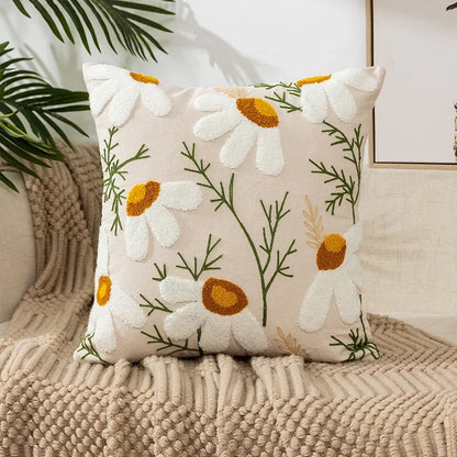 Embroidered Floral Cotton Cushion Cover – view 6