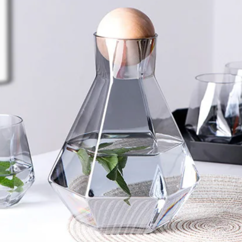 Diamond Glass Carafe Set – 5-Piece – view 3
