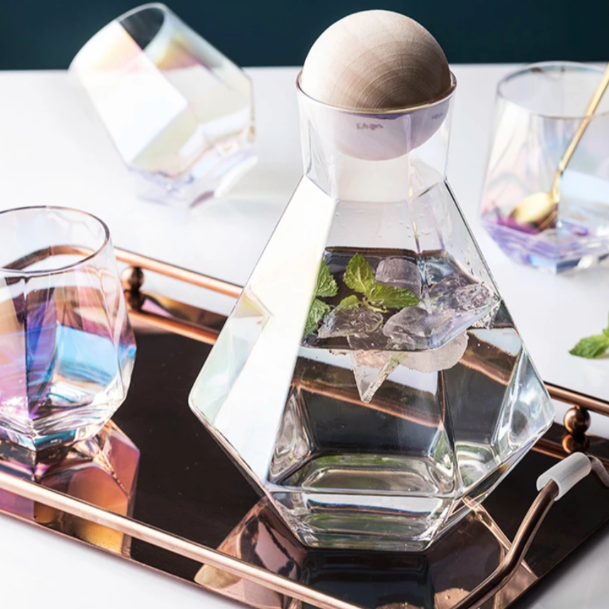 Diamond Glass Carafe Set – 5-Piece – view 6