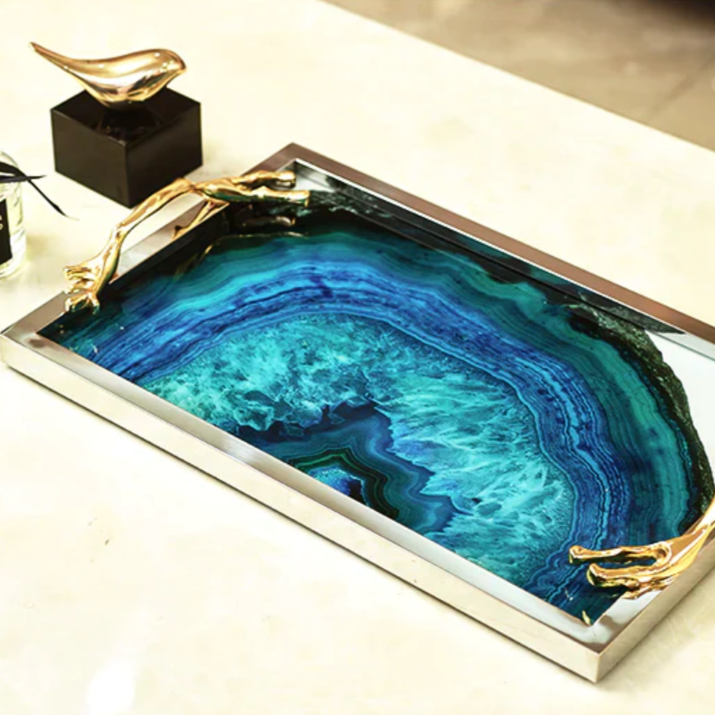 Blue Agate Print Serving Tray – view 4