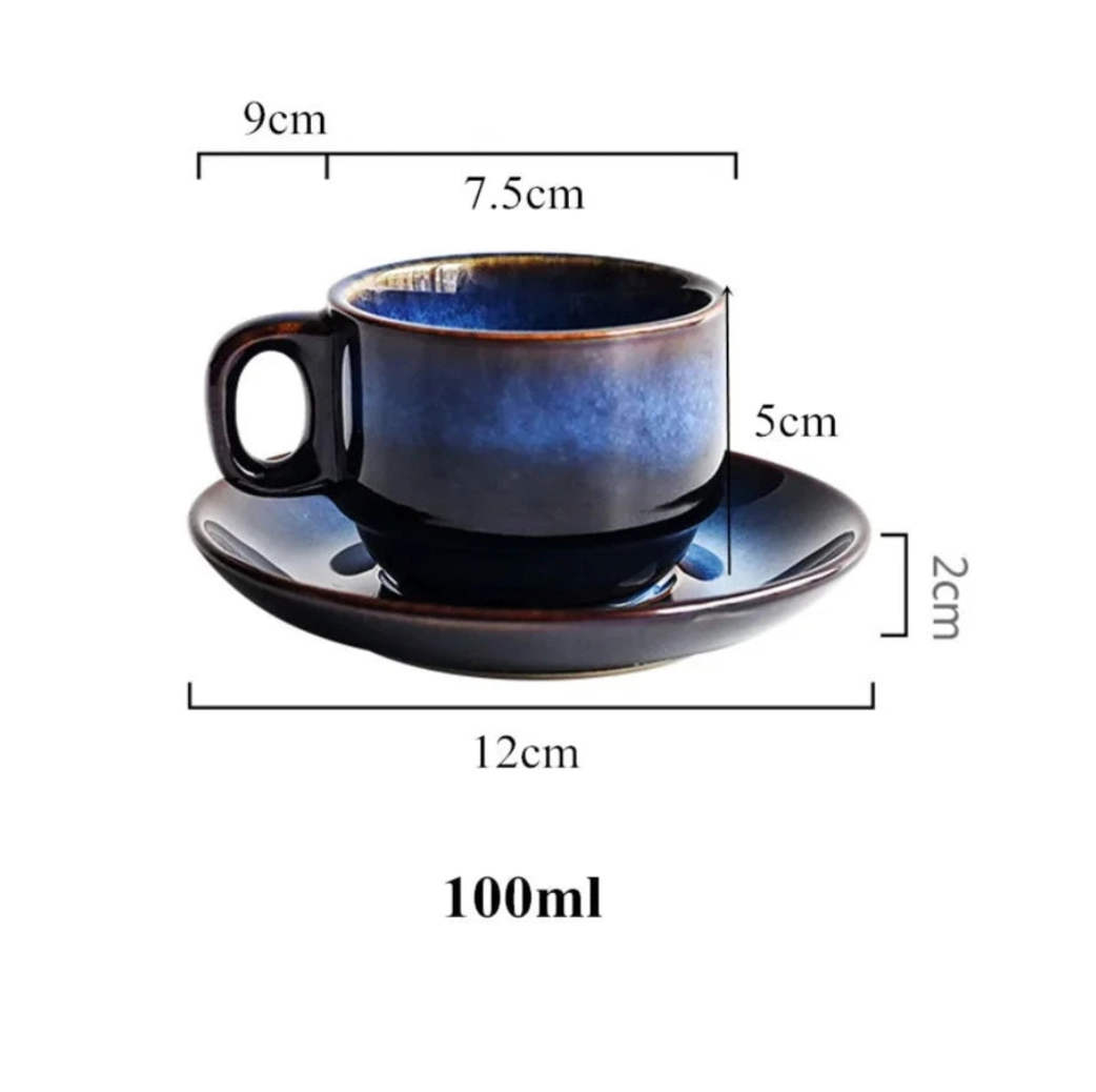 Deep Blue Ceramic Cup & Saucer – view 7