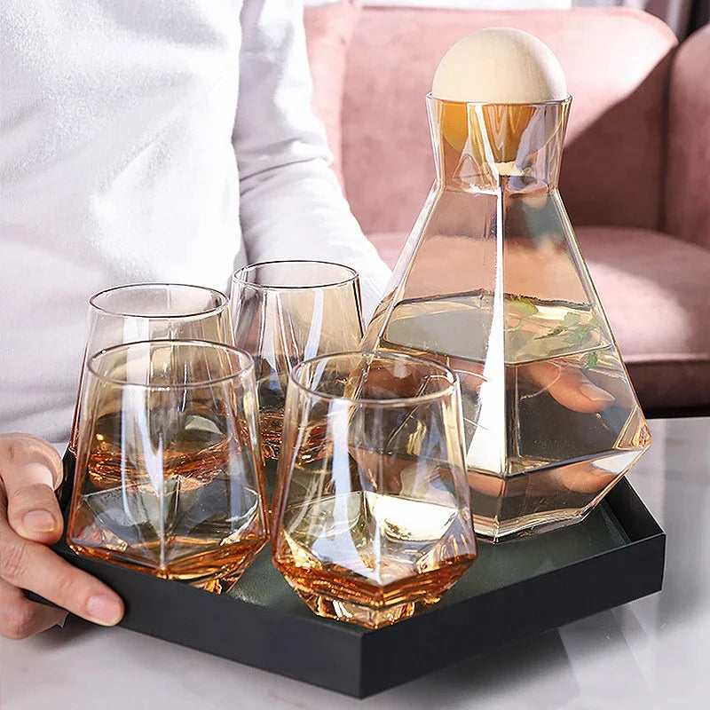 Diamond Glass Carafe Set – 5-Piece – view 11
