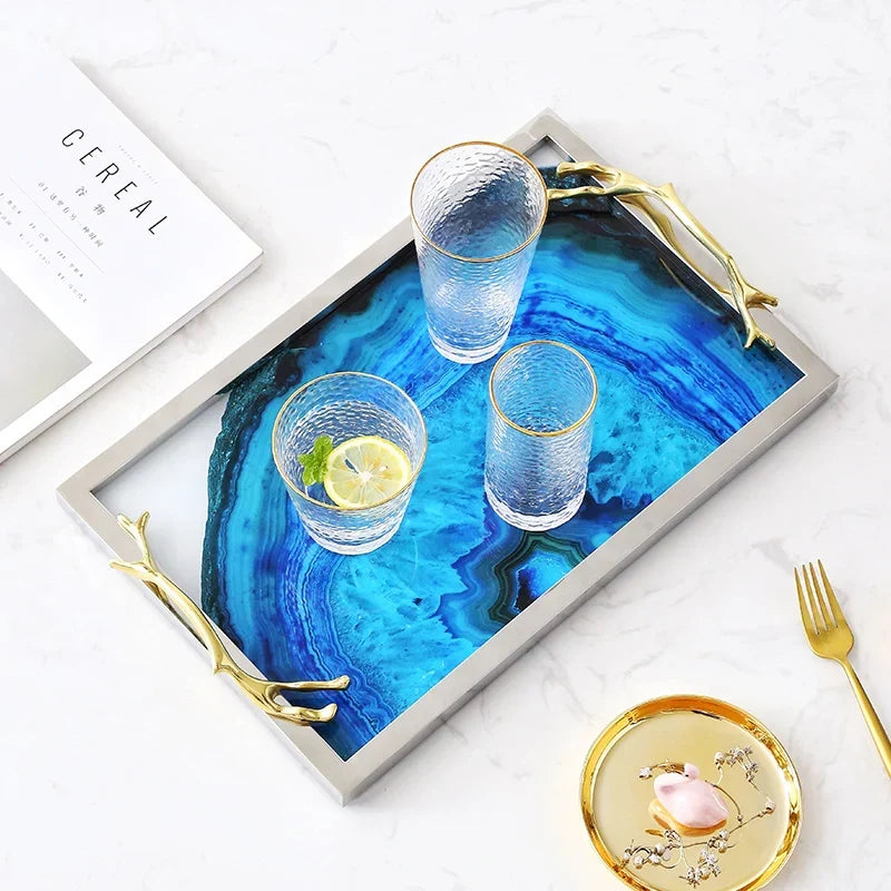 Blue Agate Print Serving Tray – view 2