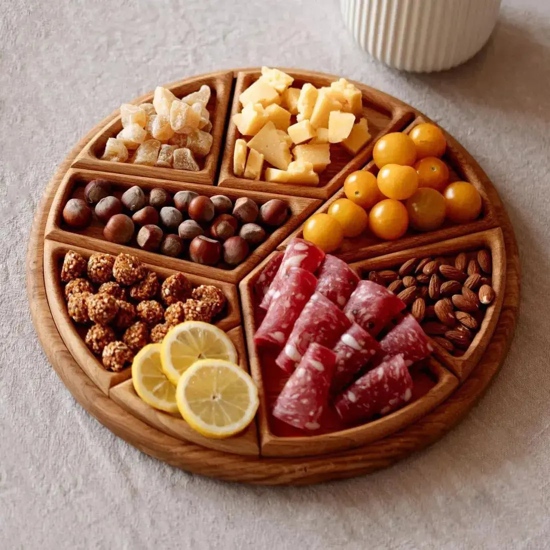 Round Wooden Appetiser Tray – 8 Compartments – view 3