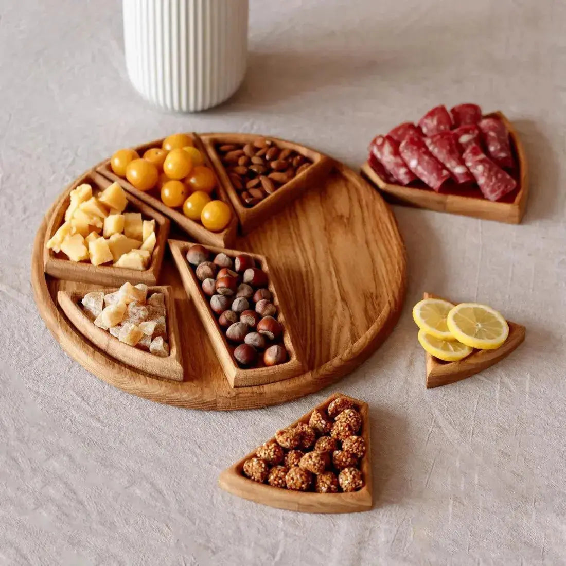 Round Wooden Appetiser Tray – 8 Compartments – view 4