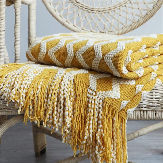 Yellow Check Wool Rug