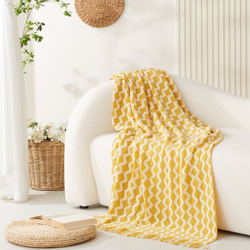 Yellow Check Wool Rug – view 2