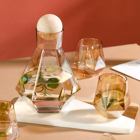 Diamond Glass Carafe Set – 5-Piece
