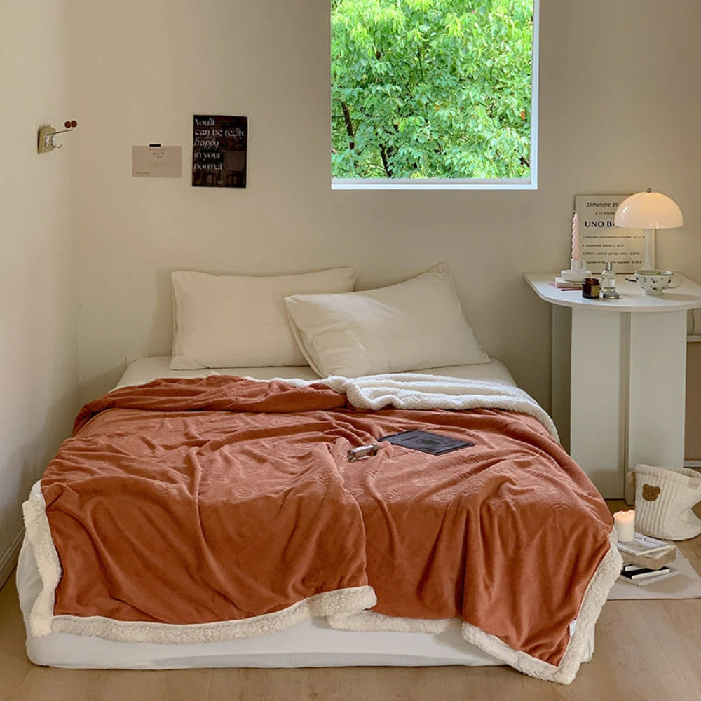 Embossed Floral Sherpa Throw