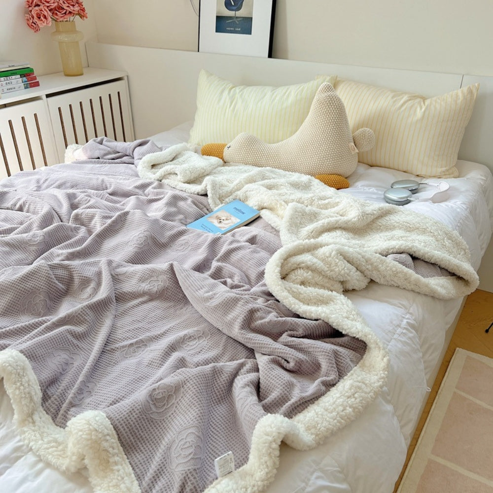 Embossed Floral Sherpa Throw – view 7