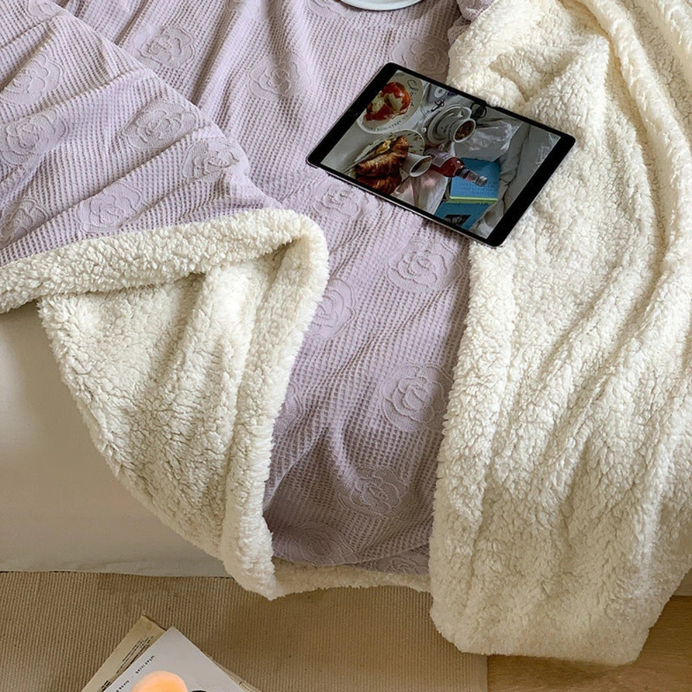 Embossed Floral Sherpa Throw – view 9