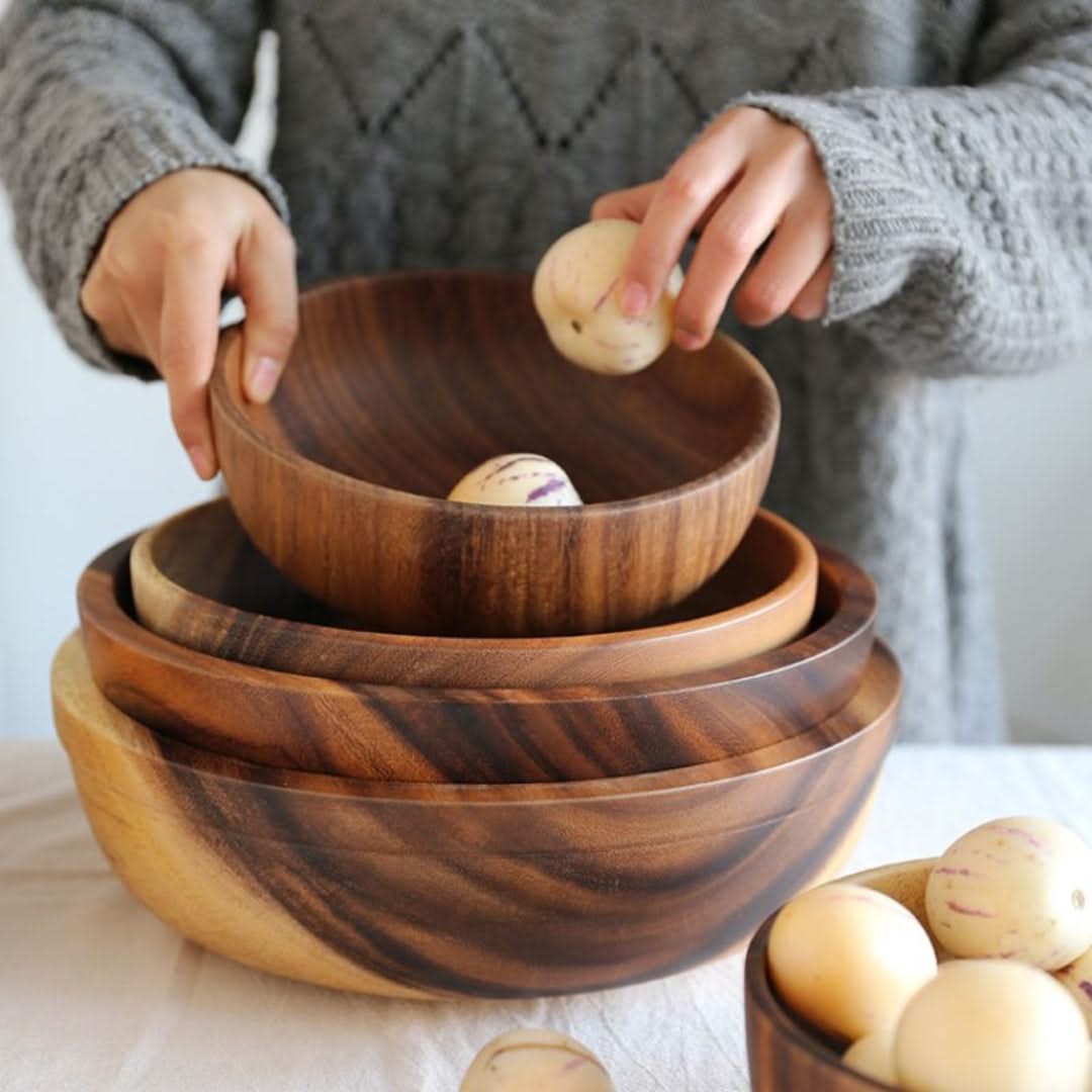 Natural Bamboo Serving Bowl