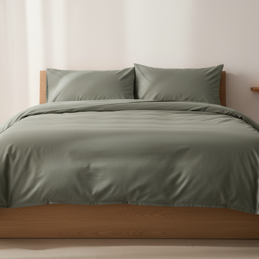 a duvet cover, of bamboo fabric, of colour #626556