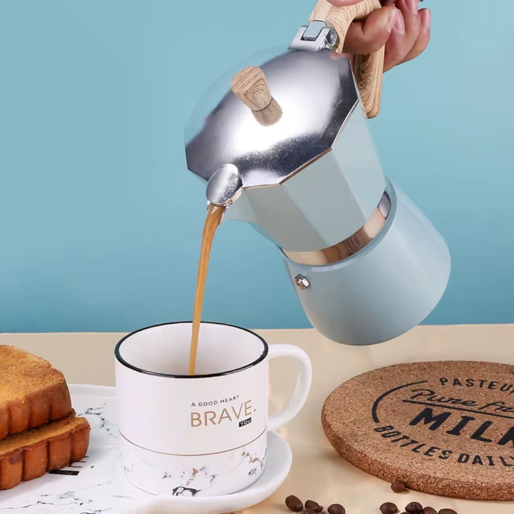Blue Aluminium Moka Pot – view 3