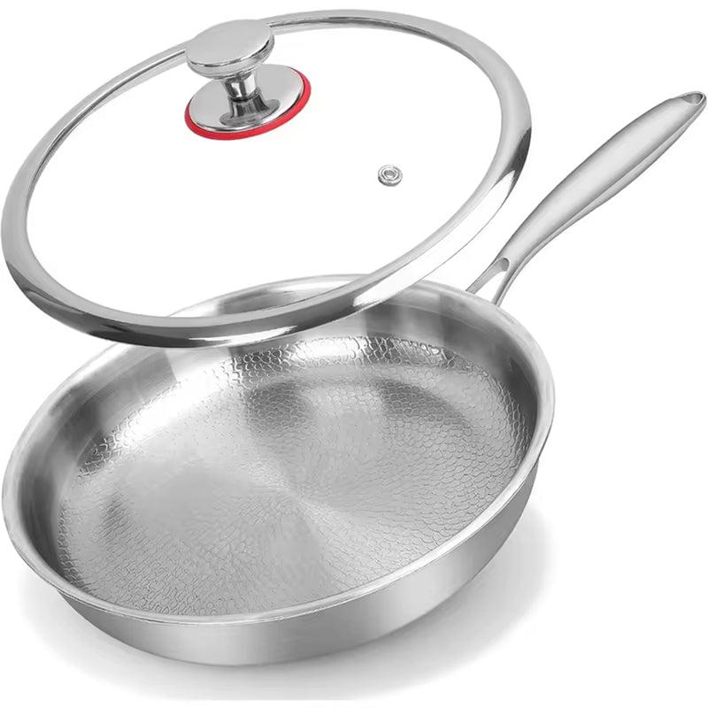Hammered Titanium-Coated Frying Pan with Lid – view 4