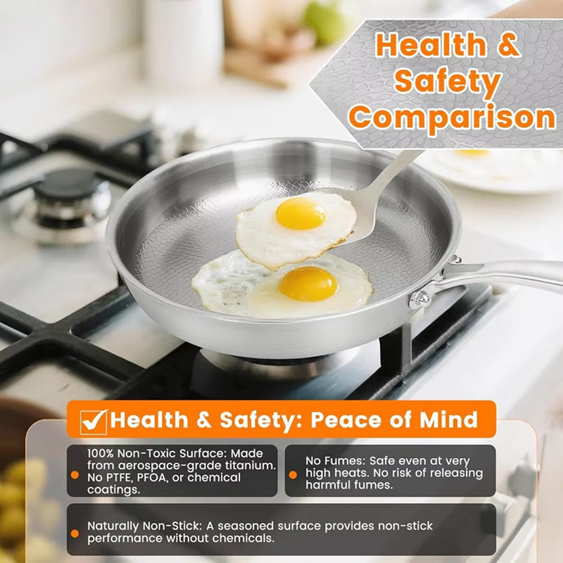 Hammered Titanium-Coated Frying Pan with Lid – view 5