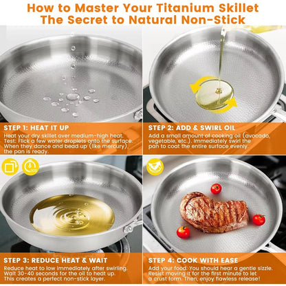 Hammered Titanium-Coated Frying Pan with Lid – view 6