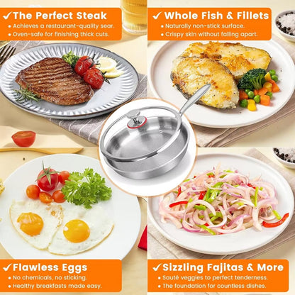 Hammered Titanium-Coated Frying Pan with Lid – view 7