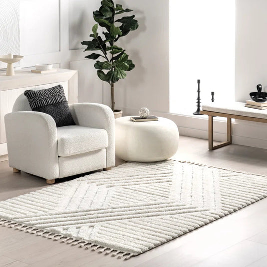 Japandi Geometric Shag Rug – view 2