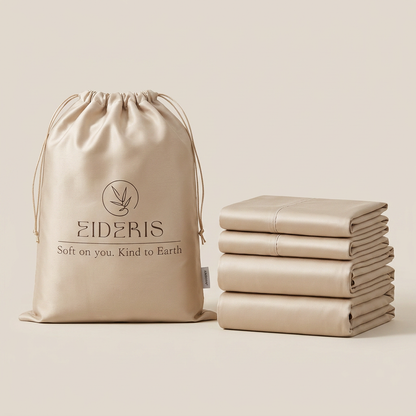 Eideris duvet cover set in oat - cooling viscose made from bamboo bedding