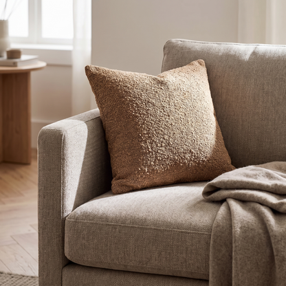 Bouclé cushion cover with a soft looped texture
