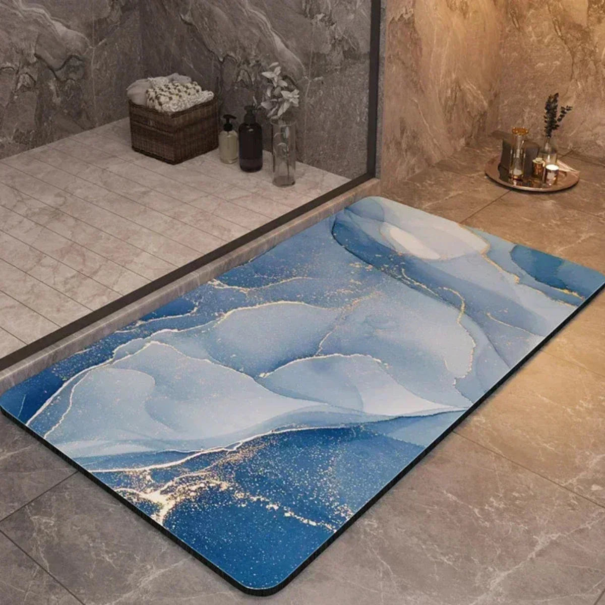 Low-profile quick-dry bath mat with an absorbent surface – view 7