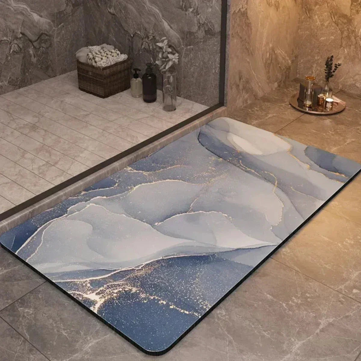 Low-profile quick-dry bath mat with an absorbent surface – view 6