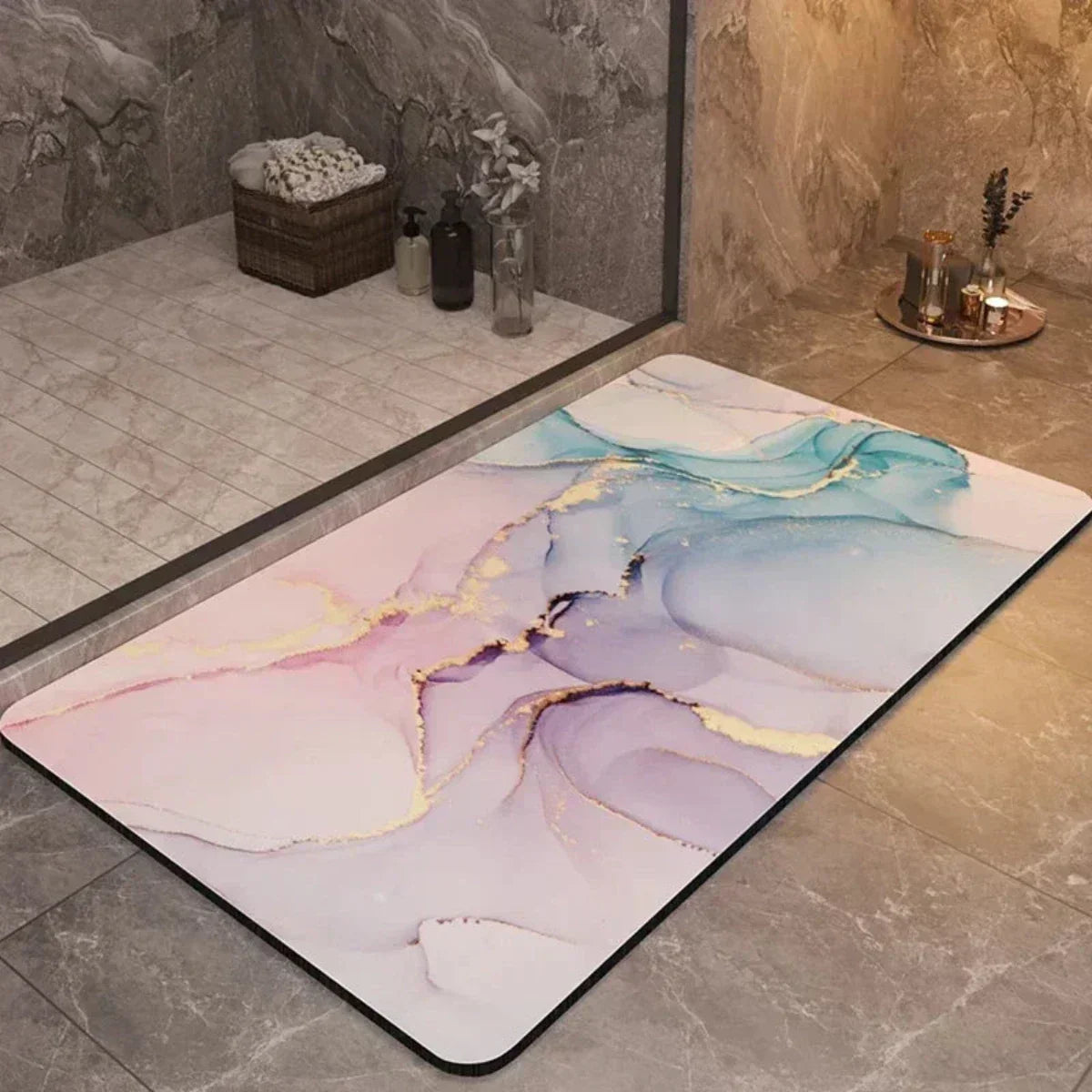 Low-profile quick-dry bath mat with an absorbent surface – view 9