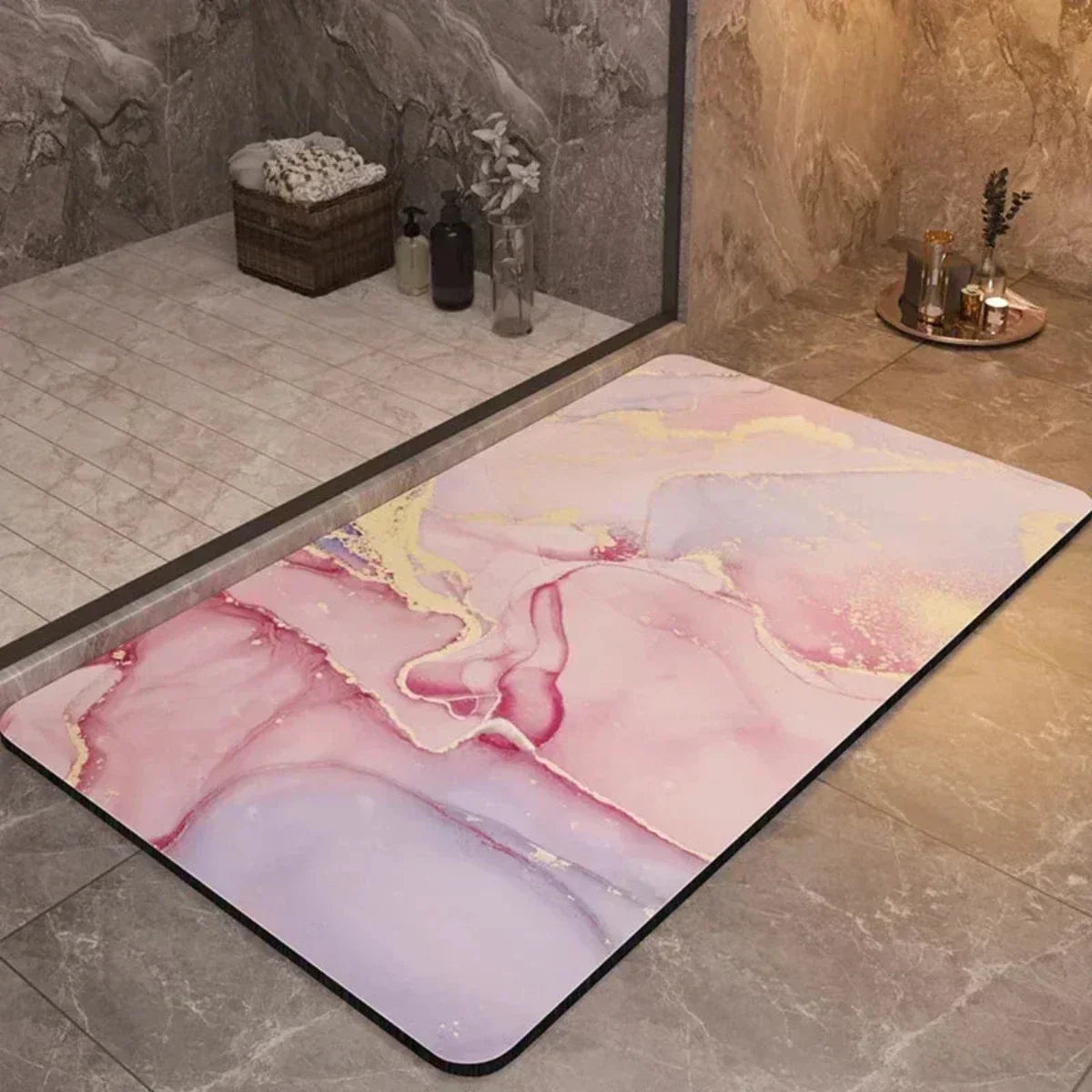 Low-profile quick-dry bath mat with an absorbent surface – view 10