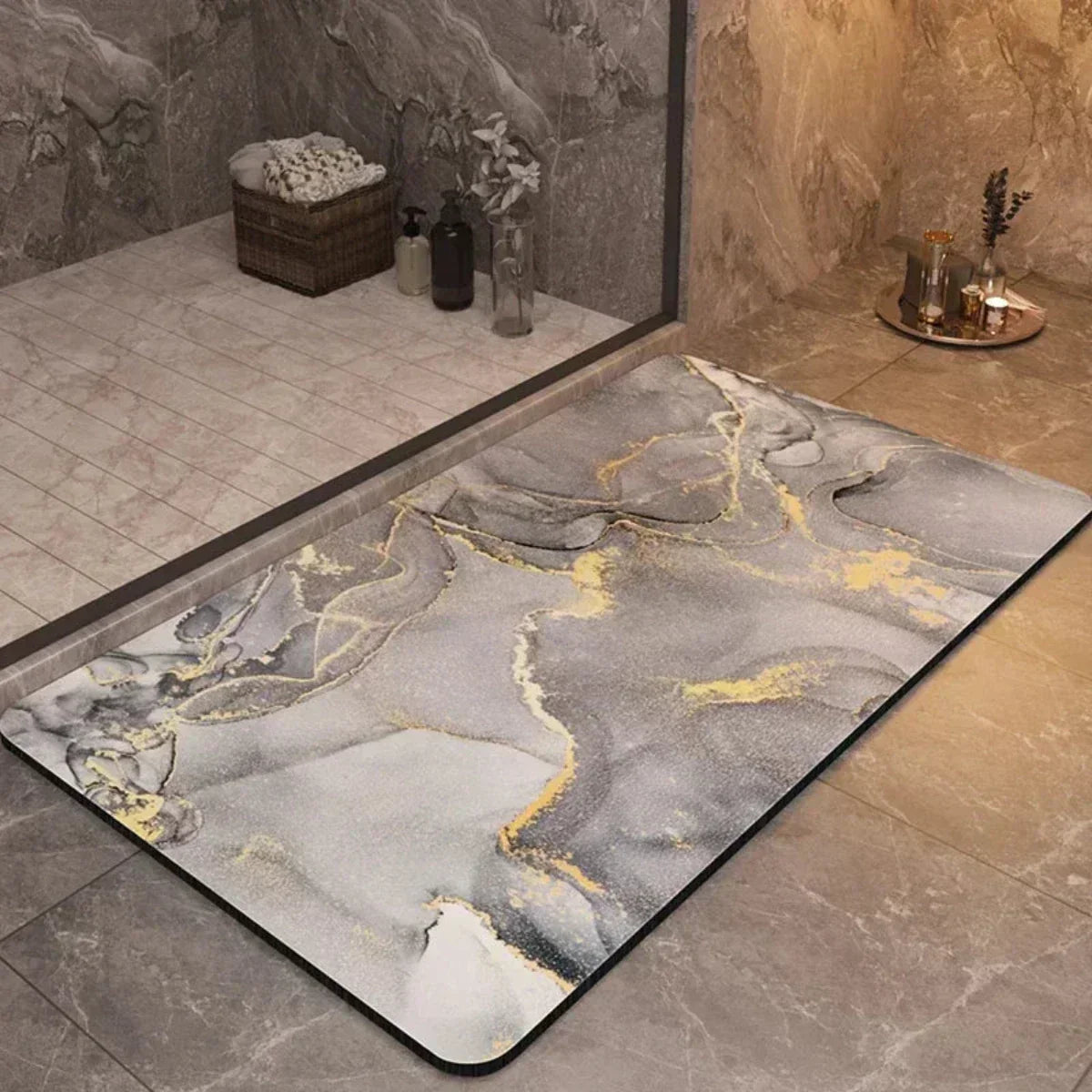 Low-profile quick-dry bath mat with an absorbent surface – view 4
