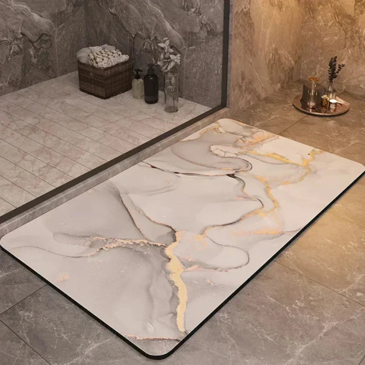 Low-profile quick-dry bath mat with an absorbent surface – view 2