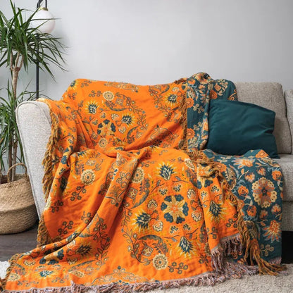 Reversible Marigold Cotton Throw – view 6