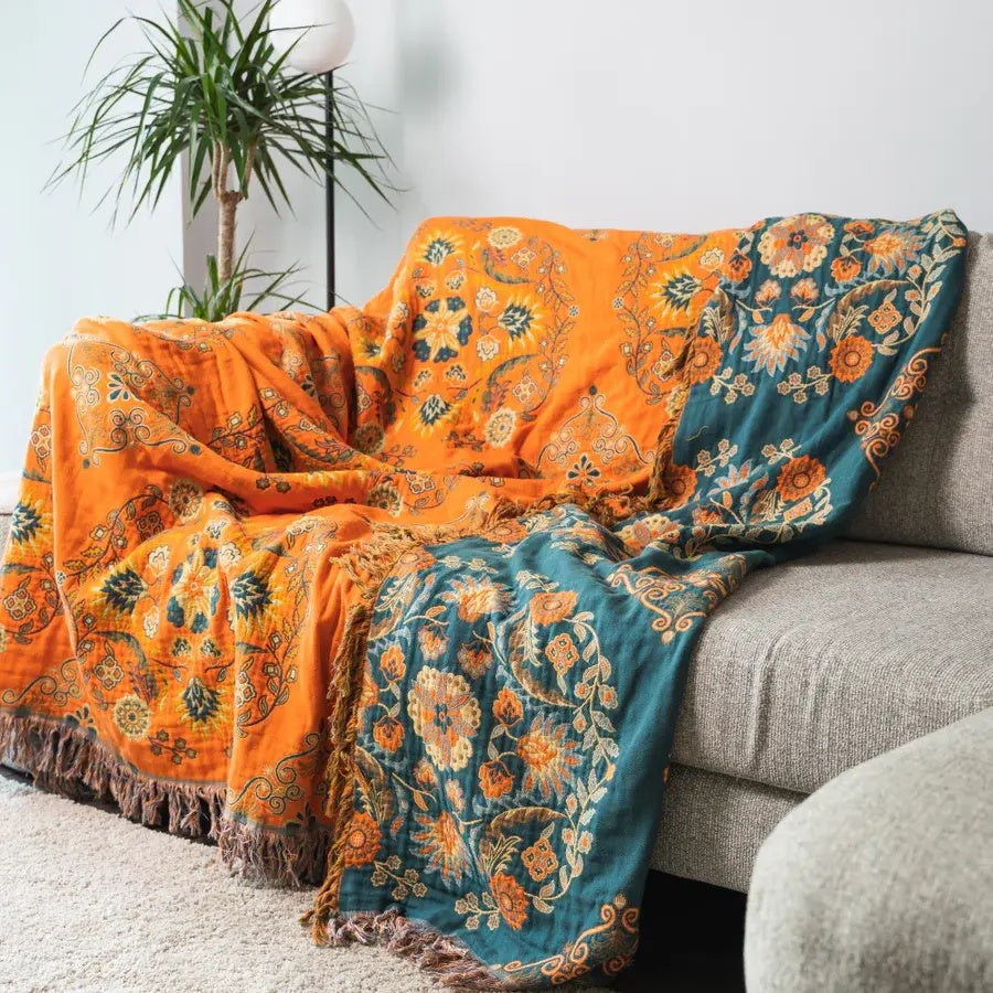 Reversible Marigold Cotton Throw – view 3
