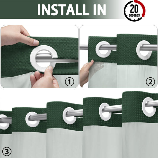 Ringless Waffle Shower Curtain – view 2