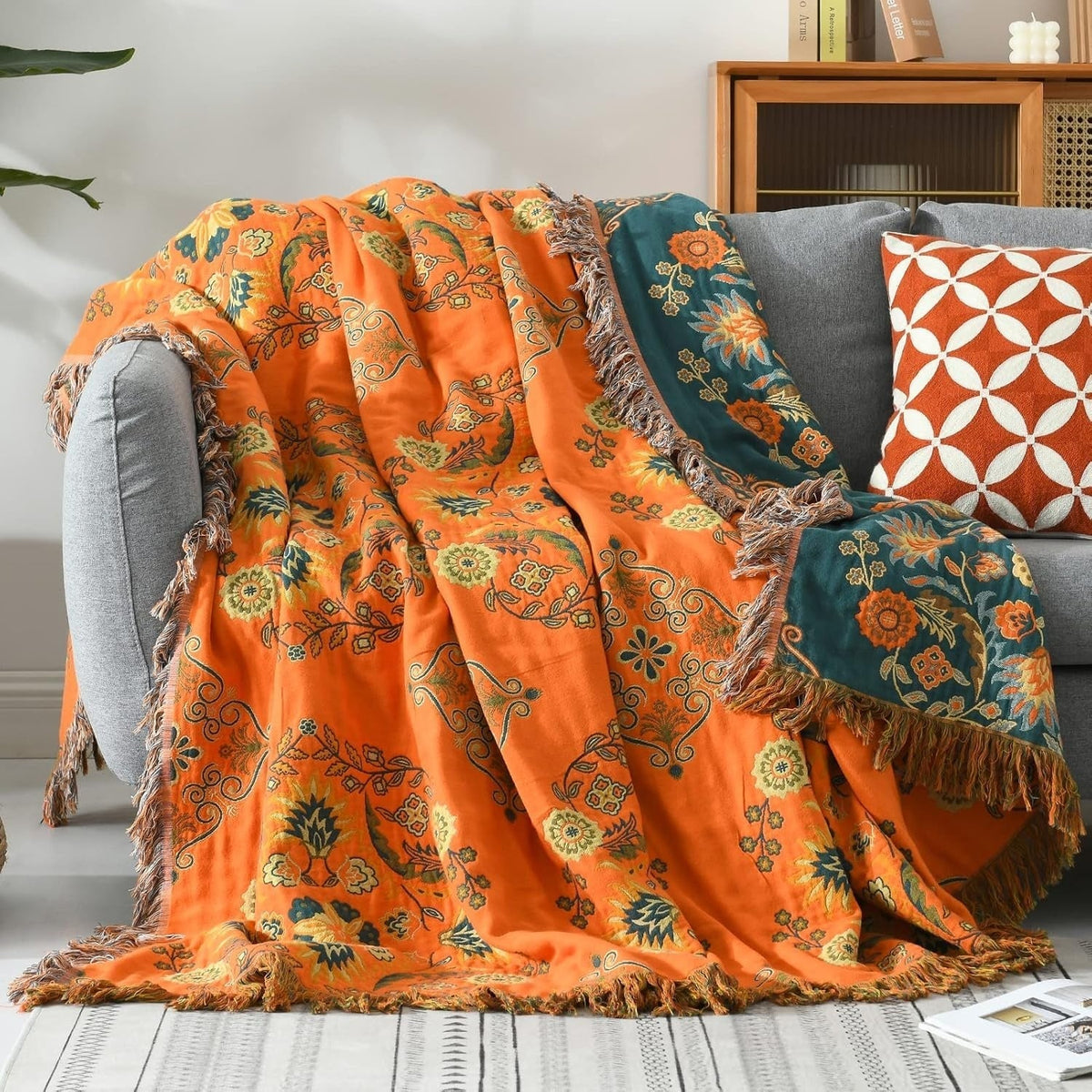 Reversible Marigold Cotton Throw