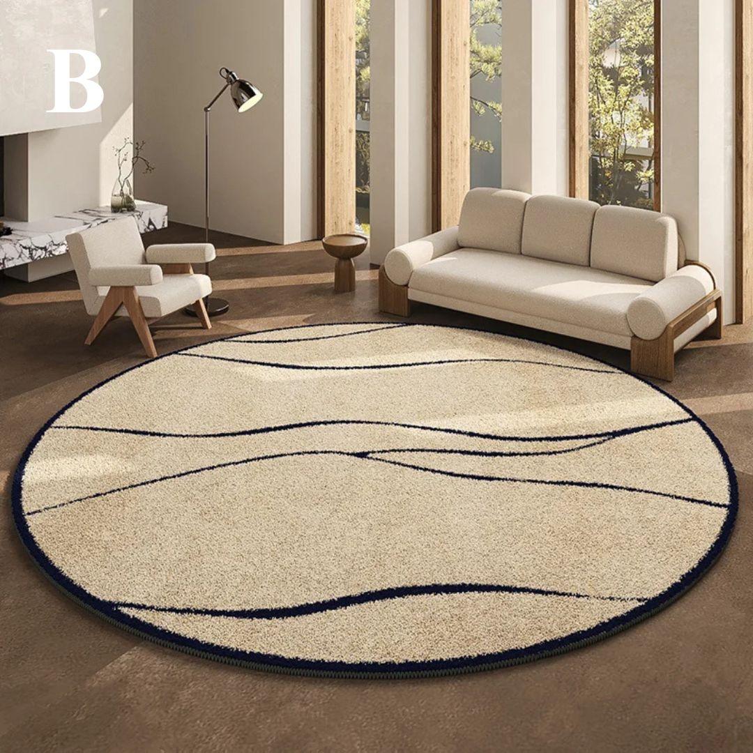 Round Black Patterned Rug – view 2