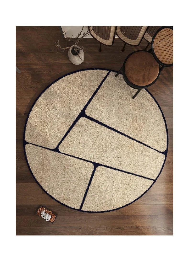 Round Black Patterned Rug – view 9