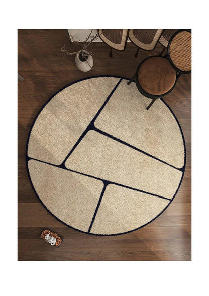 Round Black Patterned Rug – view 9
