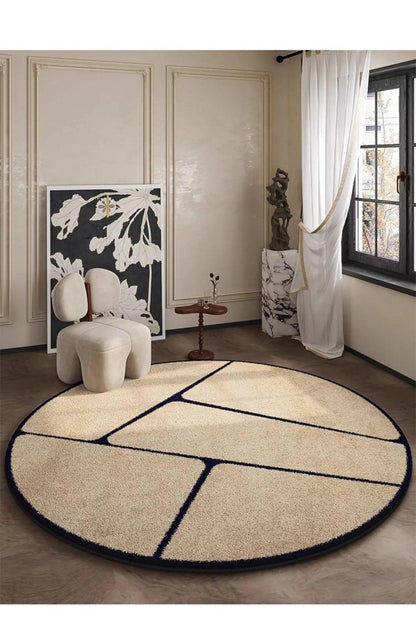 Round Black Patterned Rug – view 11