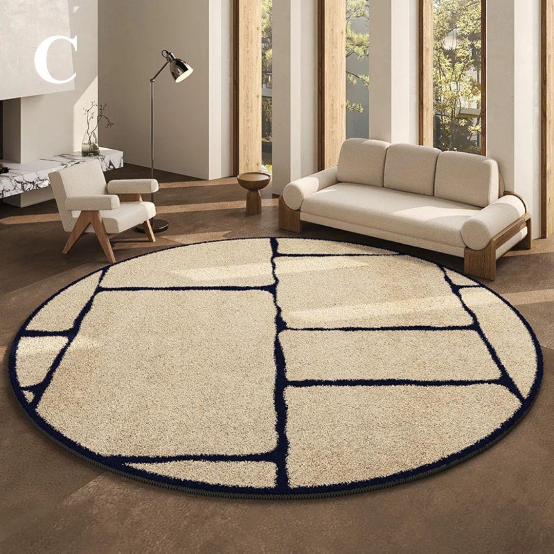 Round Black Patterned Rug – view 3