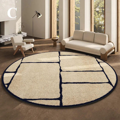 Round Black Patterned Rug – view 3