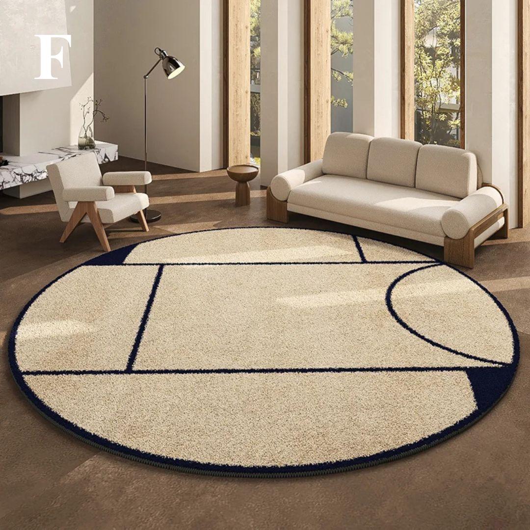 Round Black Patterned Rug – view 6