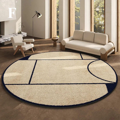 Round Black Patterned Rug – view 6