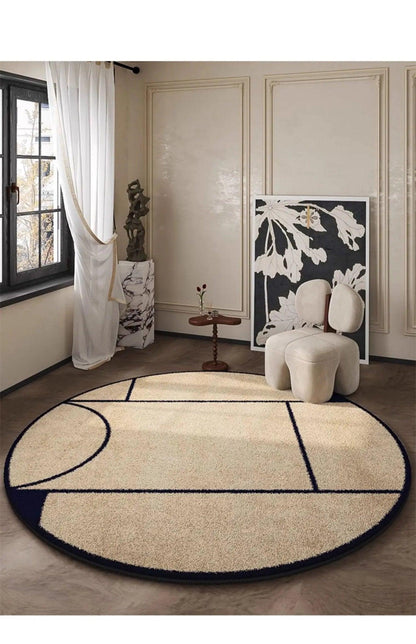 Round Black Patterned Rug – view 12