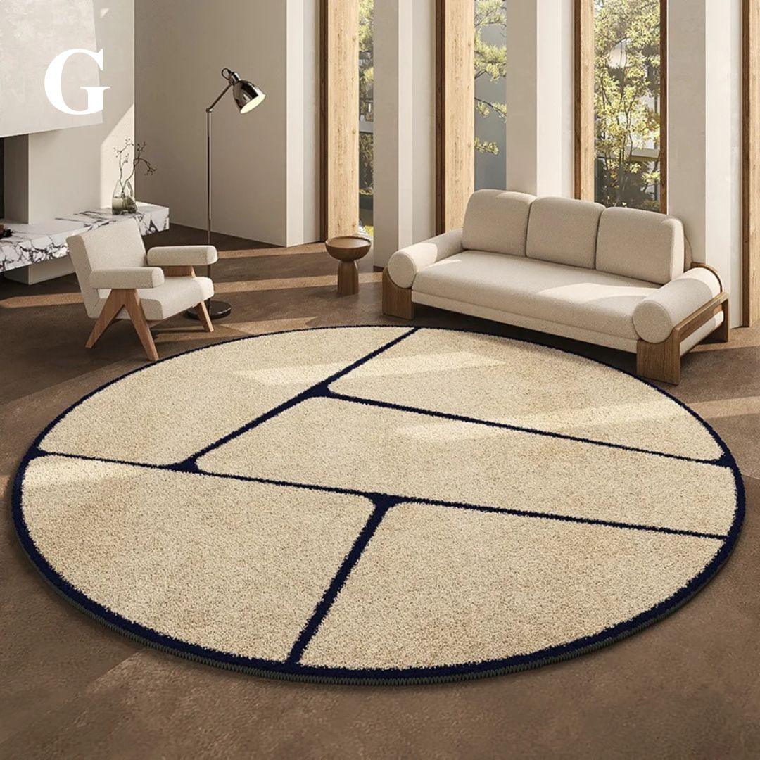 Round Black Patterned Rug – view 7