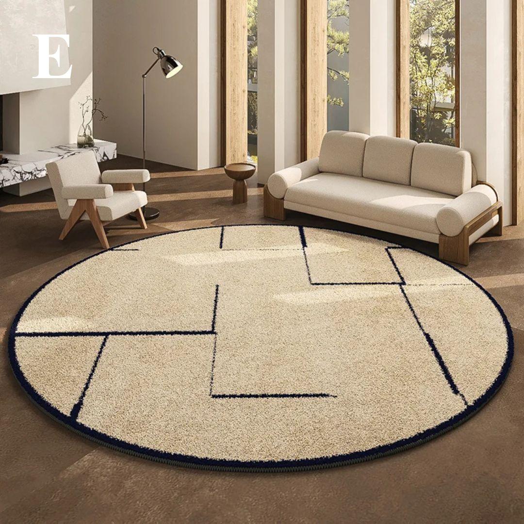 Round Black Patterned Rug – view 5