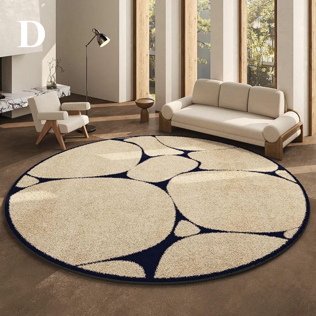 Round Black Patterned Rug – view 4